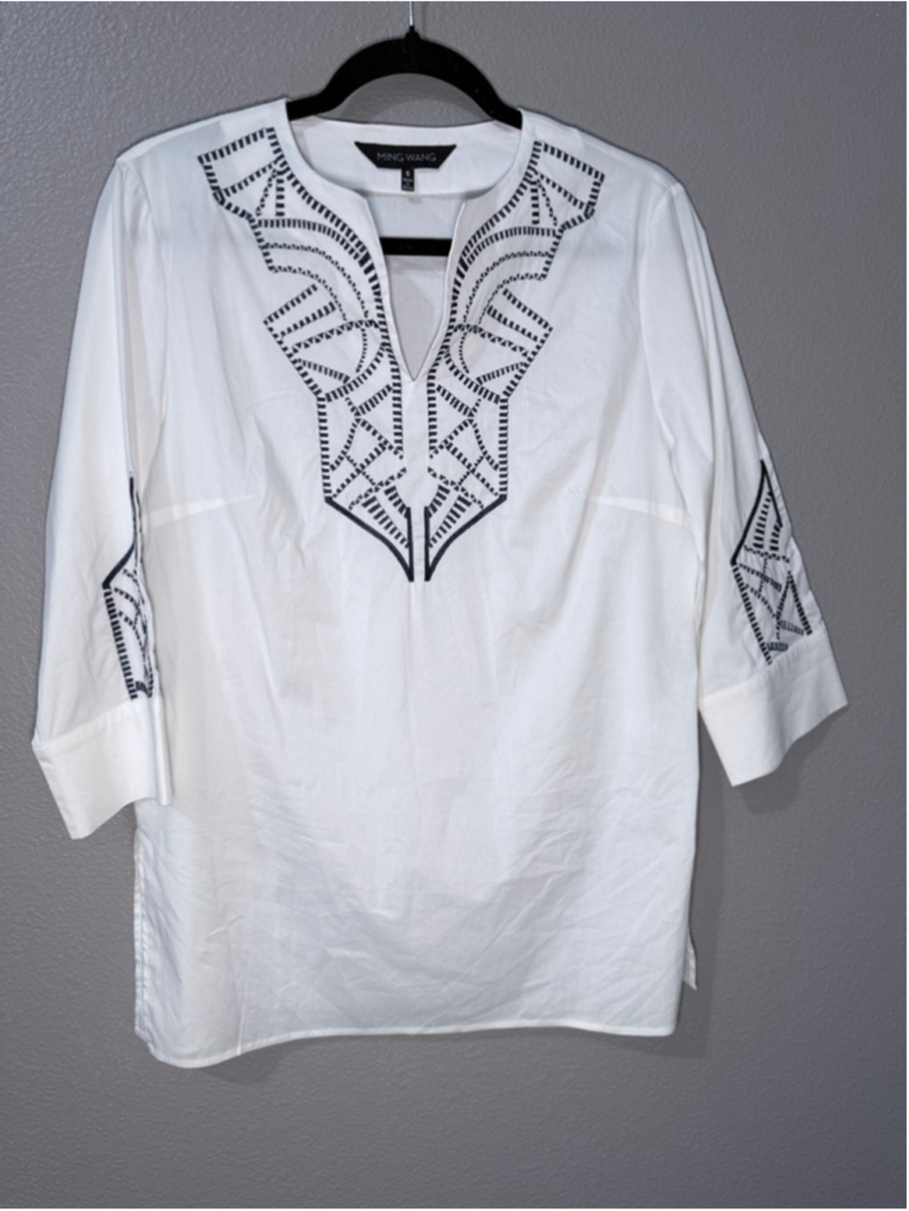 Women's MING WANG Embroidered Tunic Top S